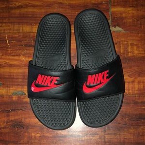 My black and red nike slippers